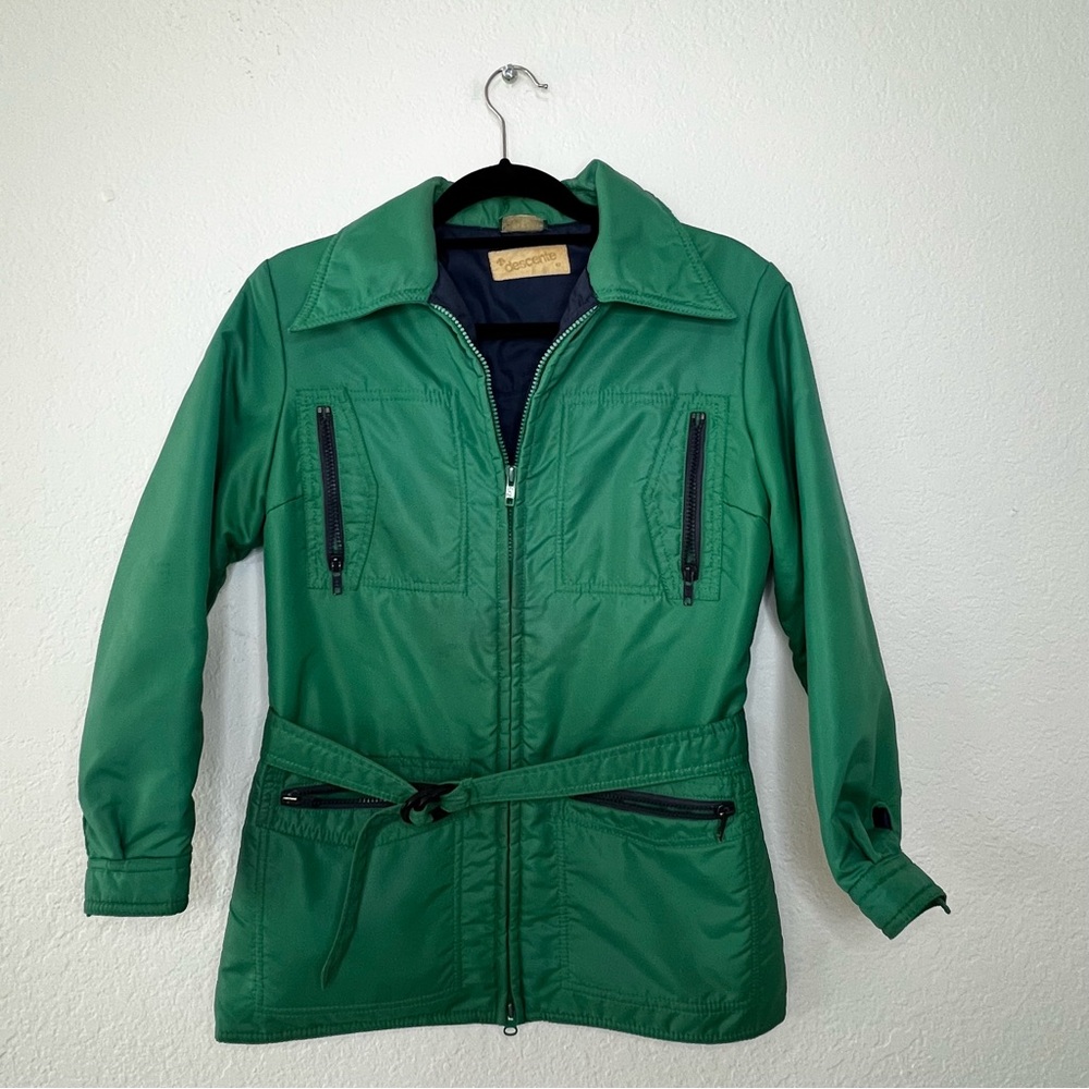 VTG 90’s Descente Ski Jacket‎ Green Iridescent Belted - Women’s US Size 14 EU 42